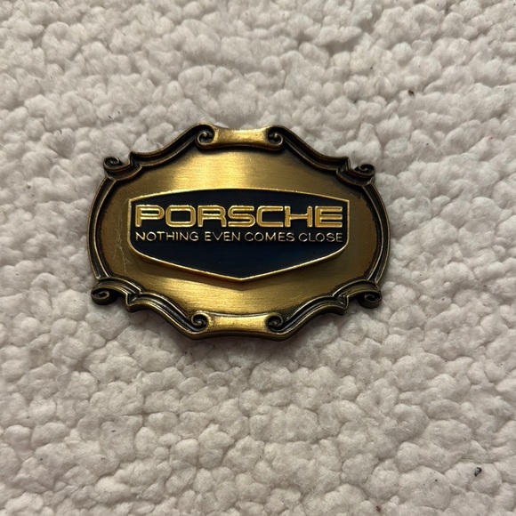 Vintage Rare 70’s Porsche “Nothing Even Comes Close” Belt Buckle by Raintree - Picture 1 of 3